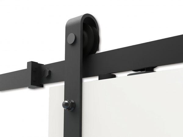 Mooie zwarte schuifrailsysteem voor loftdeur schuifdeur waardoor je deur een industriële look krijgt. Bij woodstyles leveren we snel direct uit voorraad tegen scherpe prijzen