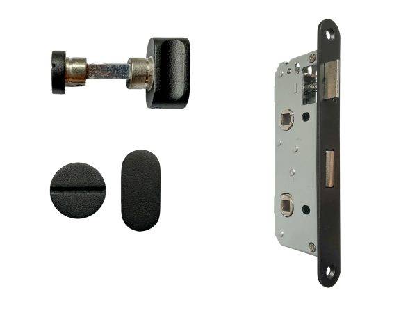 Vrij/bezet slot + garnituur - (voor onze glas-deuren)